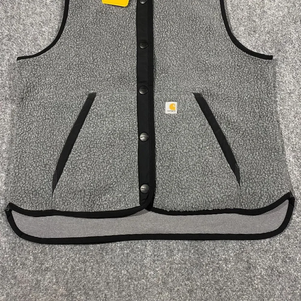 Carhartt Sherpa Fleece Snap Front Vest Womens Small S Relaxed Fit Gray Black NWT - Picture 7 of 16